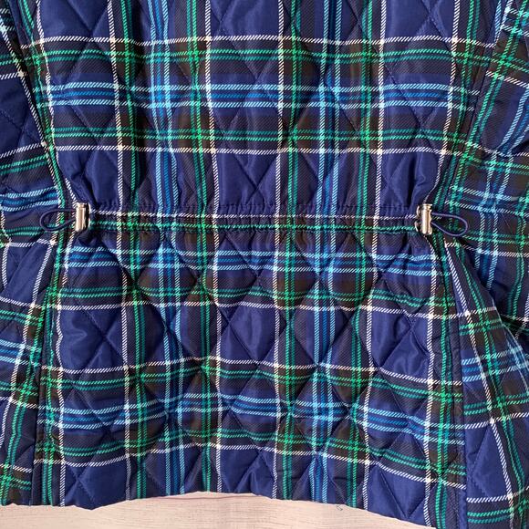 Croft & Borrow Navy Blue and Green Plaid Quilted Vest Full Zip Size L - Picture 11 of 16